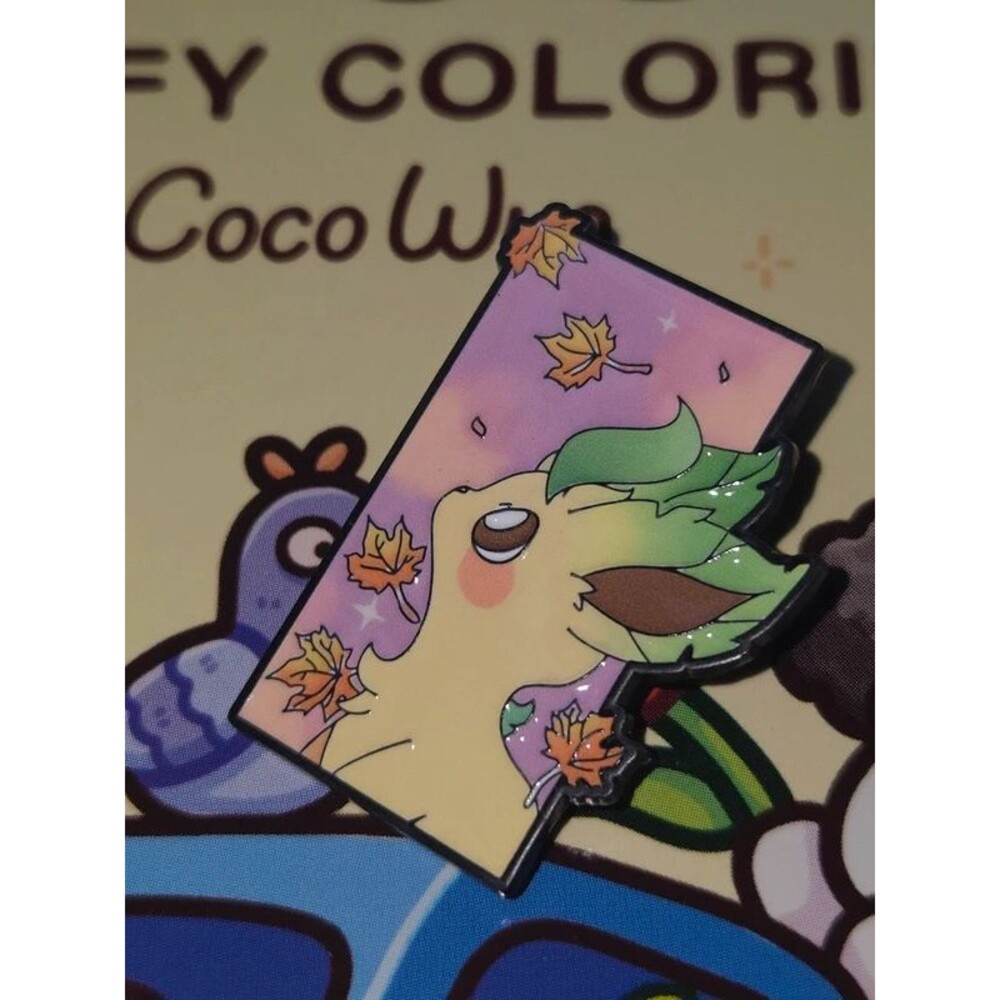 Pokemon leafeon eevee green enamel pin anime enamel Manga